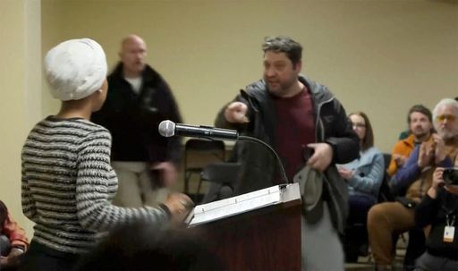 Man tackled after spraying Ilhan Omar with unknown substance at Minneapolis town hall