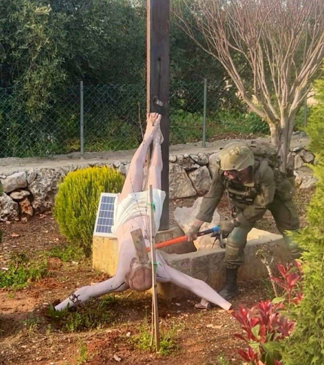 Outrage as Israeli soldier filmed using jackhammer to smash Jesus statue in southern Lebanon