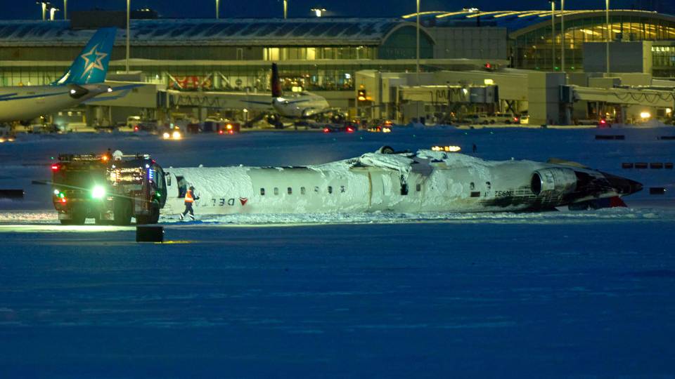All on board survive after plane flips on Toronto runway