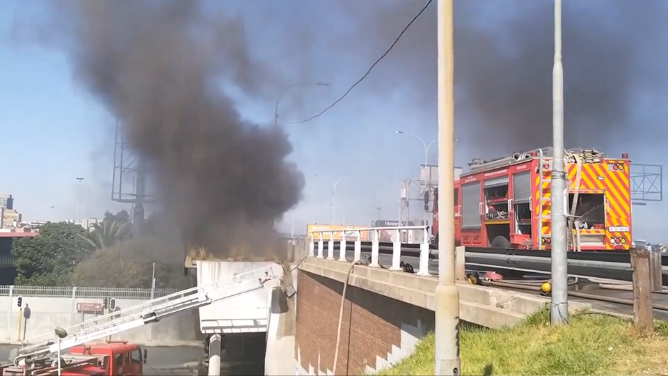 South Africa closes major city highway after underground cables fire