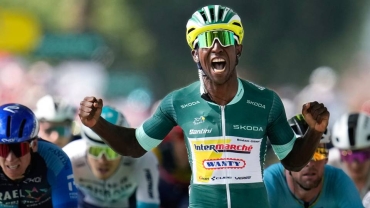 Tour de France: Eritrean Girmay celebrates three wins