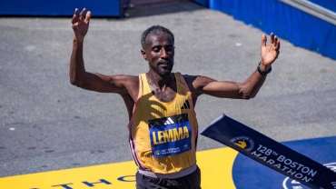 Ethiopia's Sisay Lemma wins Boston Marathon