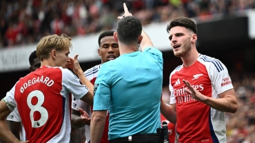 Arsenal held to 1-1 draw by Brighton after Rice sent off