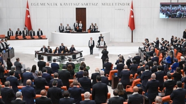 Palestinian President Mahmoud Abbas addresses Turkish Parliament